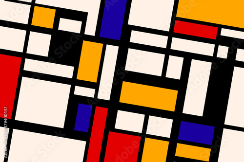 Fotografie Geometric composition, vintage painting in Piet Mondrian style