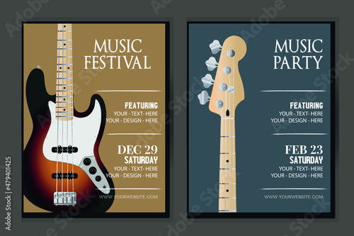 Creative music party festival poster flyer brochure template vector background for advertising