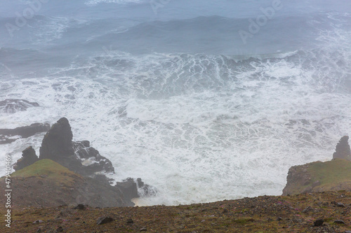 Road next to a Stormy Ocean