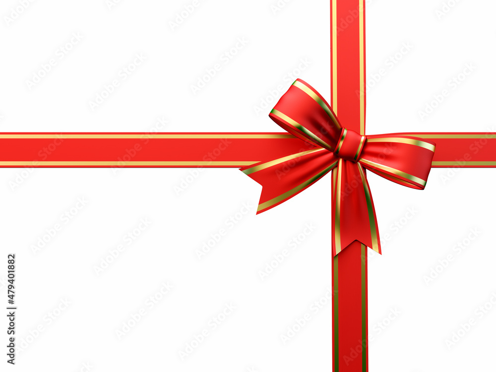 Gold and Red Ribbon with Snowflakes Isolated on White Background Gold and Red Ribbon with Snowflakes Isolated on White Background