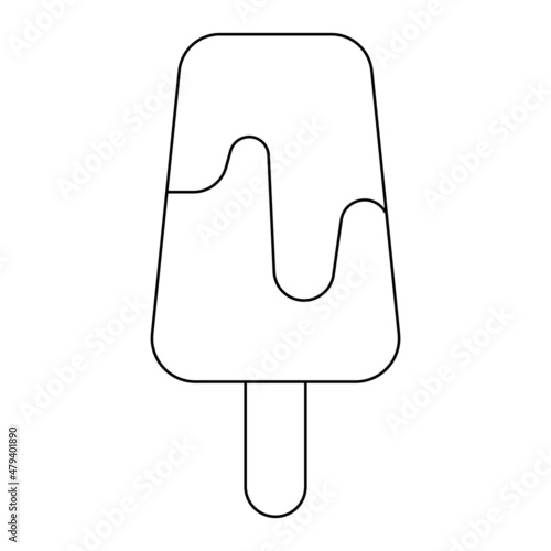 Ice cream chocolate sweet tasty Vector. Black and white. White background. Line drawing.