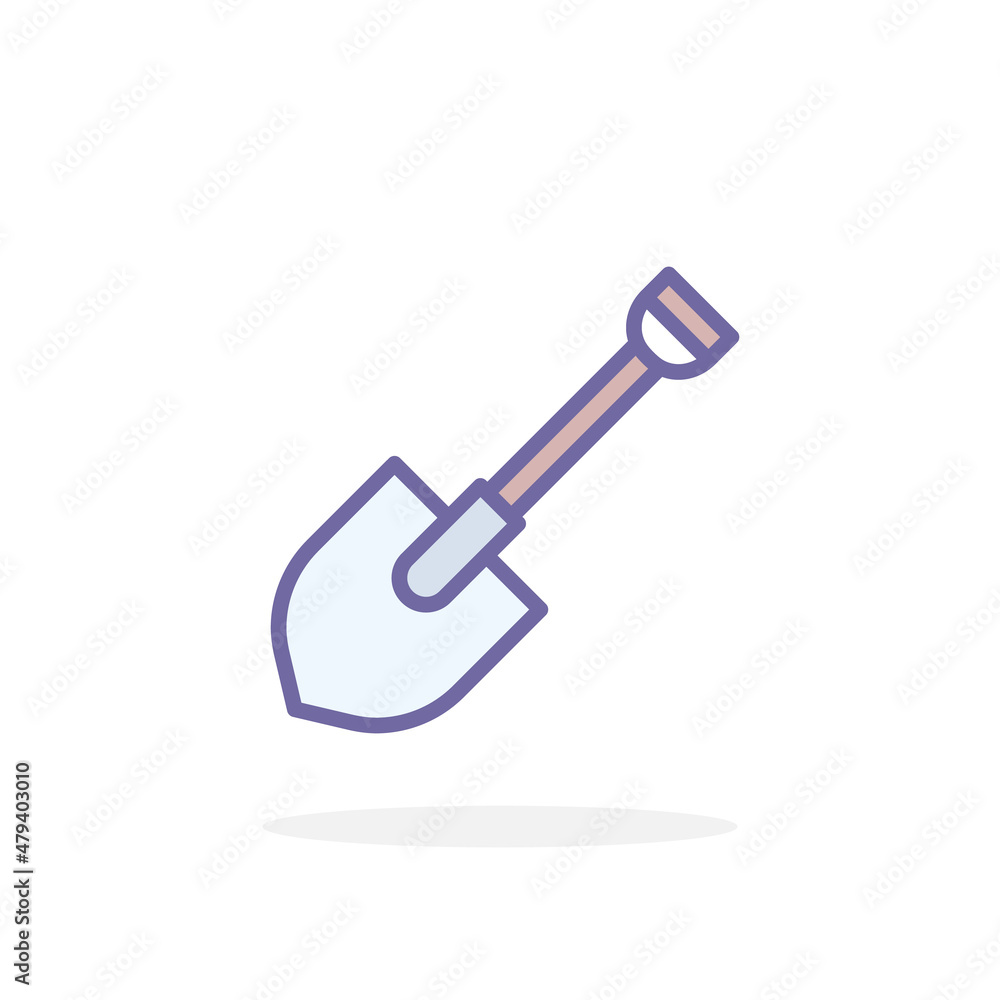 Shovel icon in filled outline style. Shovel icon in filled outline style.