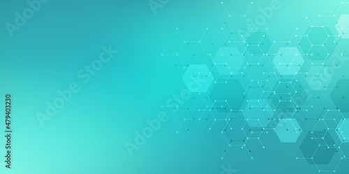 Abstract design element with geometric background and hexagons shape pattern