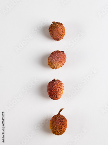 Fresh Lychee fruit on white background.
