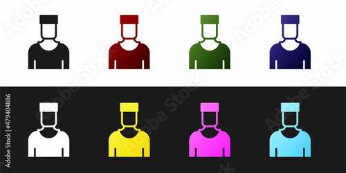 Set Sailor captain icon isolated on black and white background. Vector
