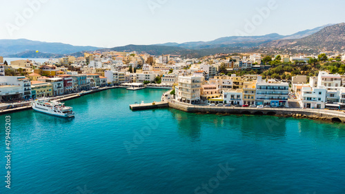 Canvas Print Agios Nikolaos embankment in Crete, Greece.