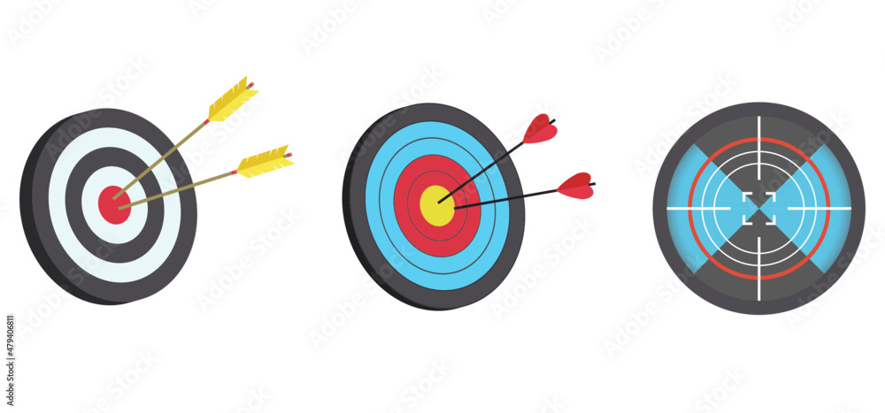 Targets with arrows for archery, Japanese archery and shooting. Targets with arrows for archery, Japanese archery and shooting.