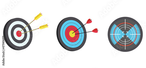 Targets with arrows for archery, Japanese archery and shooting.