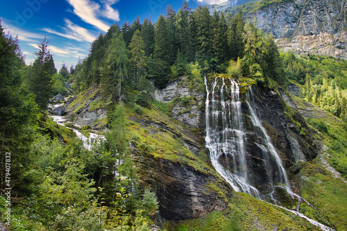 Tela The two waterfalls Cascade de la Sauffraz ands Cascade de la Pleureuse near Sixt