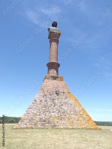 The meseta de Artigas located on the Uruguay River, Paysandú. Monument to José Gervasio Artigas inaugurated in 1899. The view from the top to the river and the border with Argentina. photo