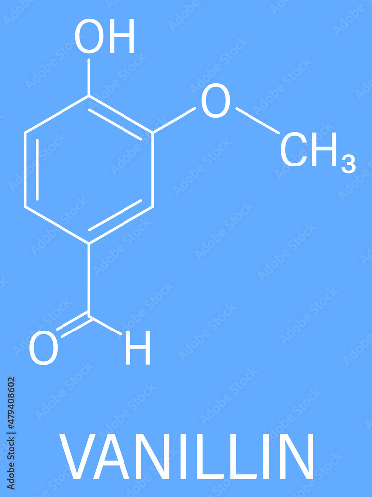 Vanillin vanilla extract molecule. Skeletal formula. Chemical structure