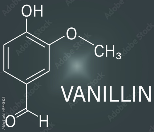 Vanillin vanilla extract molecule. Skeletal formula. Chemical structure