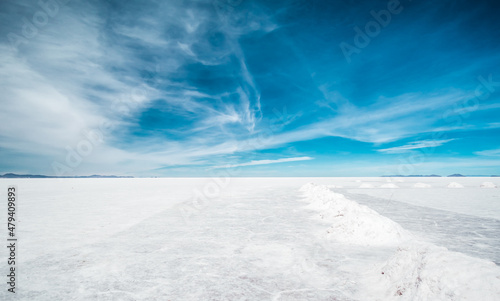 View of the amazing Salar de Uyuni Salt Flats in Bolivia. © streetflash