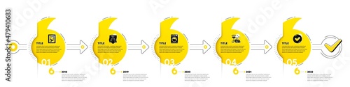 Quotes bookmarks journey infographics. Cleaning Infographic timeline with 5 steps. Workflow process diagram with Clean Window, Wipe cloth, Washing machine and Vacuum cleaner icons. Vector