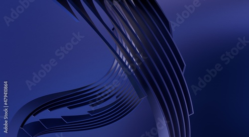 blue Abstract Panoramic Background. Minimal Striped Wallpaper