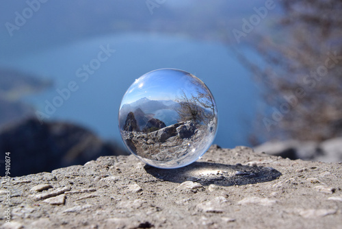 glass globe on the mountain