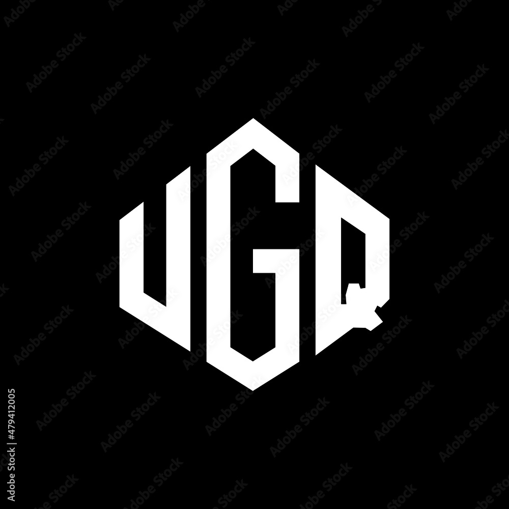 UGQ letter logo design with polygon shape. UGQ polygon and cube shape logo design. UGQ hexagon vector logo template white and black colors. UGQ monogram, business and real estate logo.
