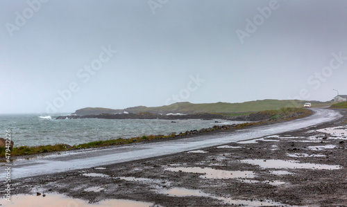 Iceland road next to the Ocean