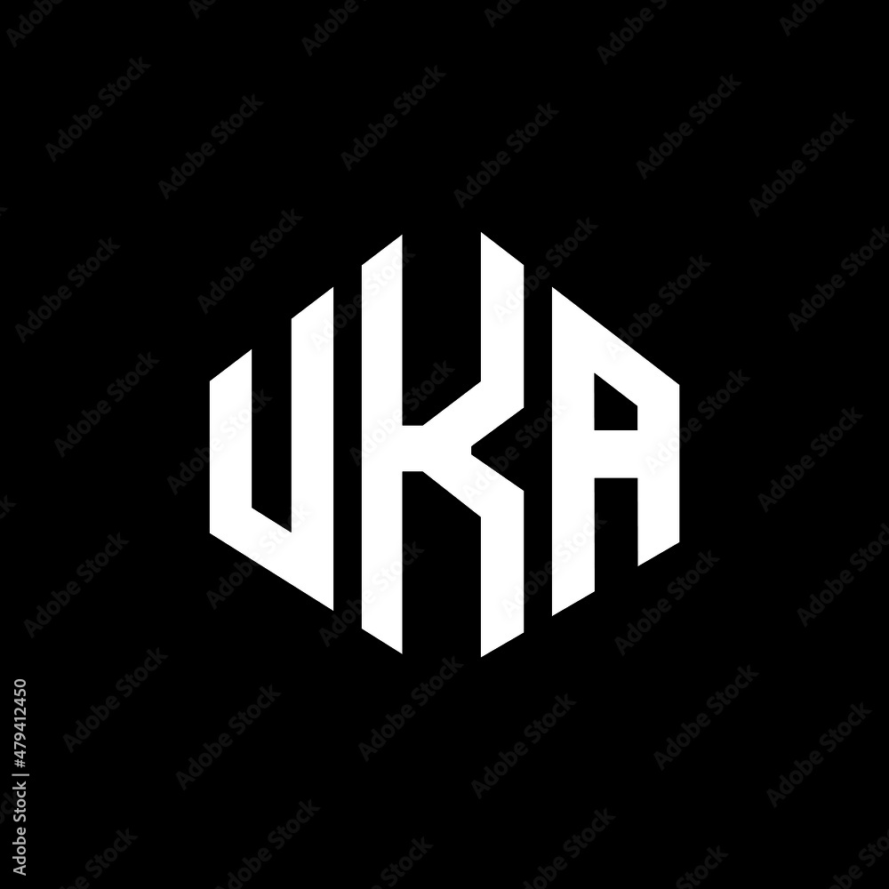 UKA letter logo design with polygon shape. UKA polygon and cube shape