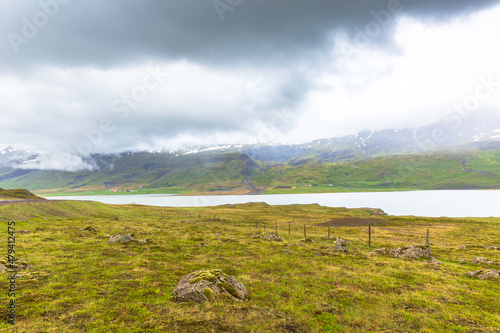 Iceland stream in mountain wilderness.