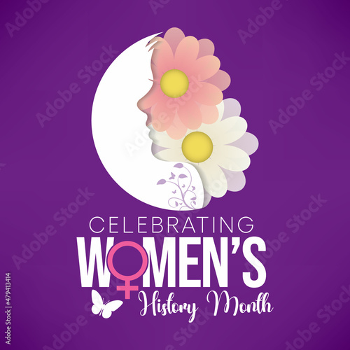 Women's History month is observed every year in March, is an annual declared month that highlights the contributions of women to events in history and contemporary society. Vector illustration design.