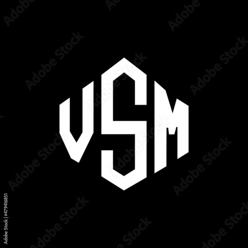 VSM letter logo design with polygon shape. VSM polygon and cube shape logo design. VSM hexagon vector logo template white and black colors. VSM monogram, business and real estate logo. photo