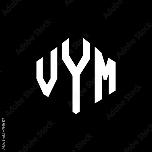 VYM letter logo design with polygon shape. VYM polygon and cube shape logo design. VYM hexagon vector logo template white and black colors. VYM monogram  business and real estate logo.