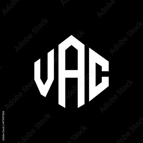 VAC letter logo design with polygon shape. VAC polygon and cube shape logo design. VAC hexagon vector logo template white and black colors. VAC monogram, business and real estate logo. photo