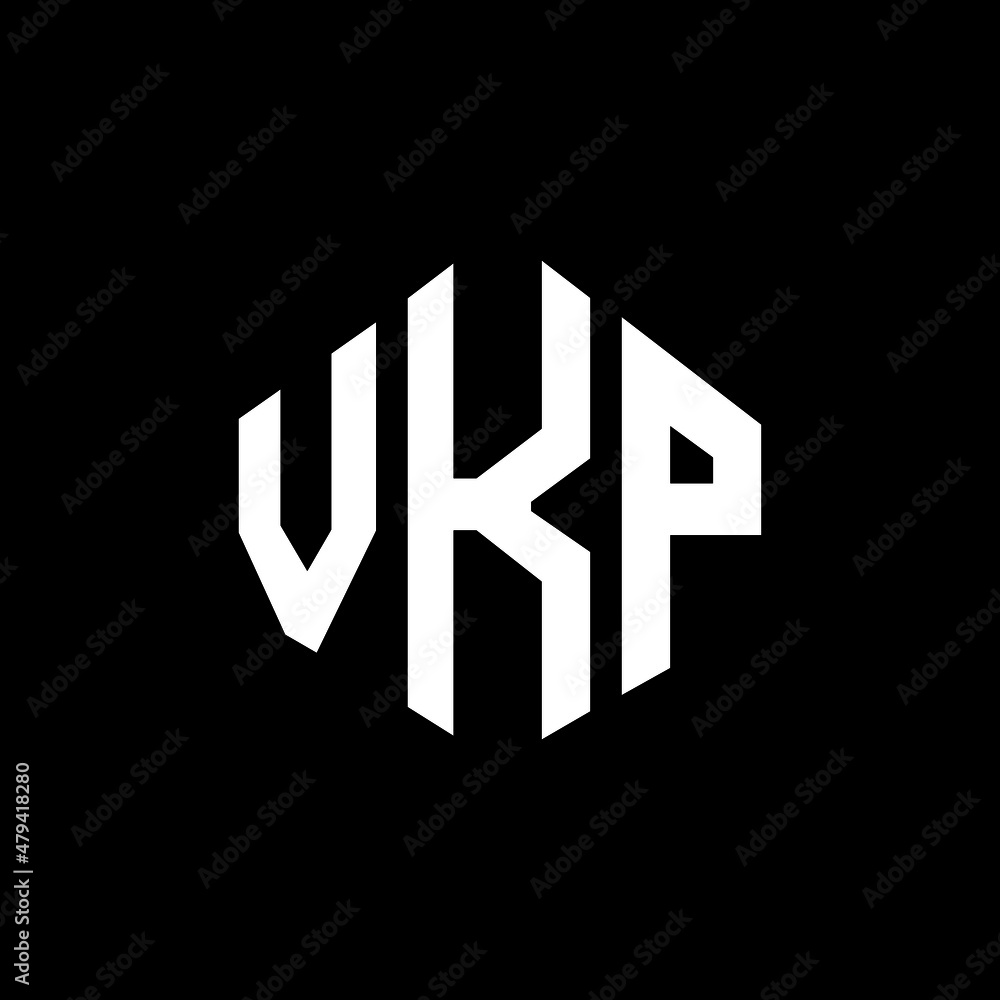 VKP letter logo design with polygon shape. VKP polygon and cube shape