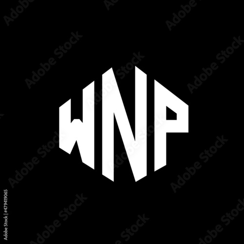 WNP letter logo design with polygon shape. WNP polygon and cube shape logo design. WNP hexagon vector logo template white and black colors. WNP monogram, business and real estate logo. photo