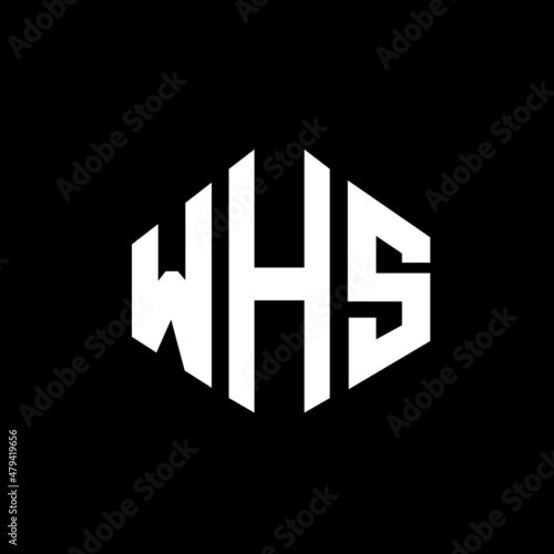 WHS letter logo design with polygon shape. WHS polygon and cube shape logo design. WHS hexagon vector logo template white and black colors. WHS monogram, business and real estate logo.