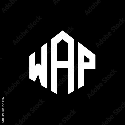 WAP letter logo design with polygon shape. WAP polygon and cube shape logo design. WAP hexagon vector logo template white and black colors. WAP monogram, business and real estate logo. photo