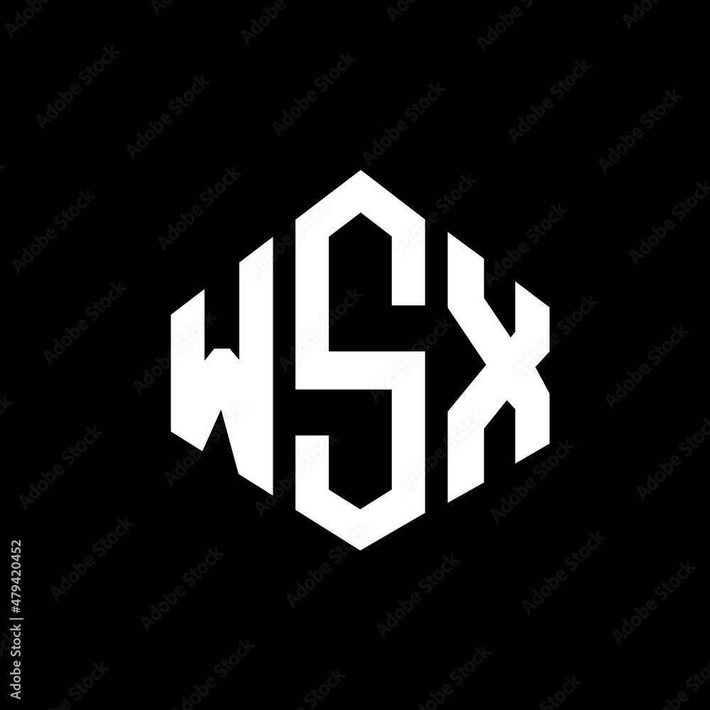 WSX letter logo design with polygon shape. WSX polygon and cube shape logo design. WSX hexagon vector logo template white and black colors. WSX monogram, business and real estate logo.