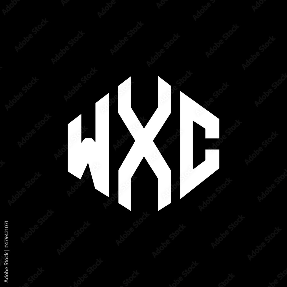 Obraz premium WXC letter logo design with polygon shape. WXC polygon and cube shape logo design. WXC hexagon vector logo template white and black colors. WXC monogram, business and real estate logo.