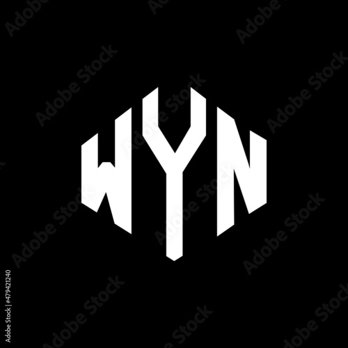 WYN letter logo design with polygon shape. WYN polygon and cube shape logo design. WYN hexagon vector logo template white and black colors. WYN monogram  business and real estate logo.