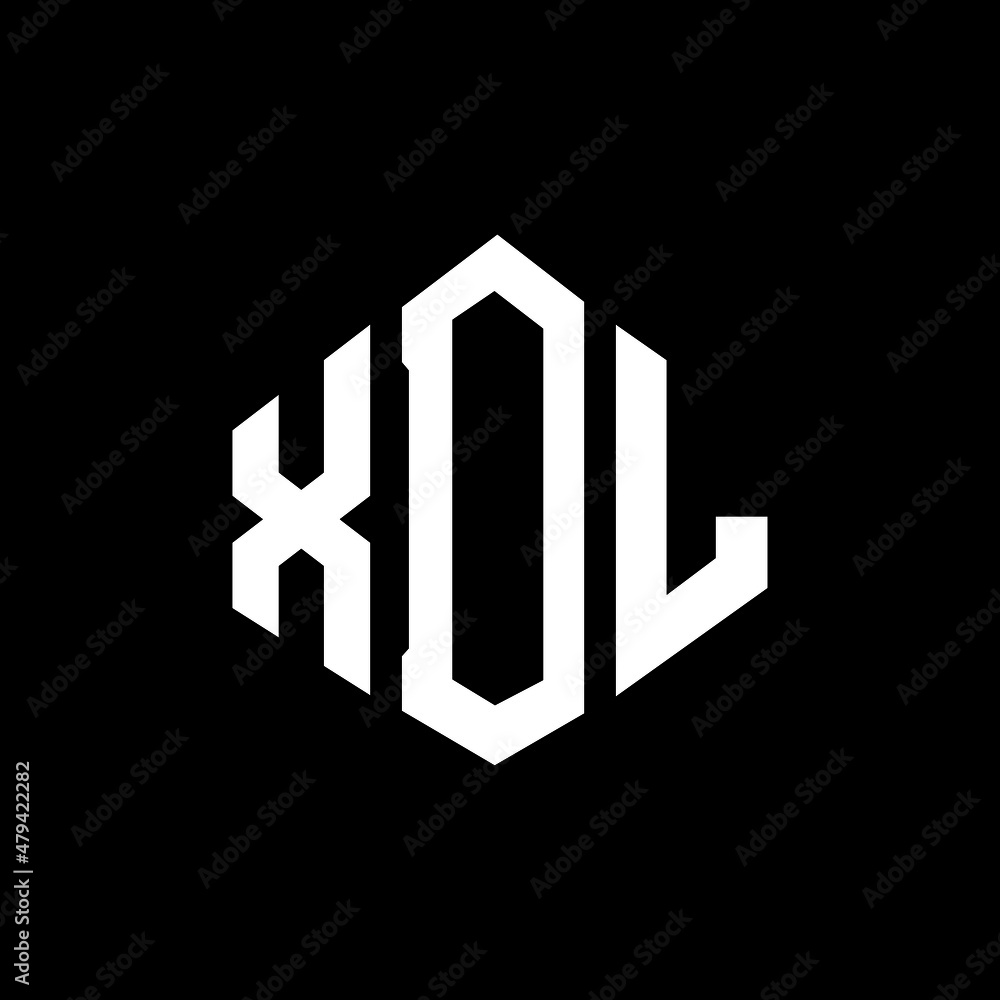 XDL letter logo design with polygon shape. XDL polygon and cube shape logo design. XDL hexagon vector logo template white and black colors. XDL monogram, business and real estate logo.