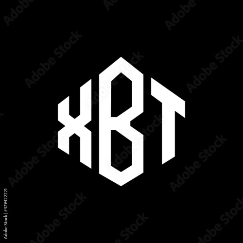 XBT letter logo design with polygon shape. XBT polygon and cube shape logo design. XBT hexagon vector logo template white and black colors. XBT monogram, business and real estate logo.