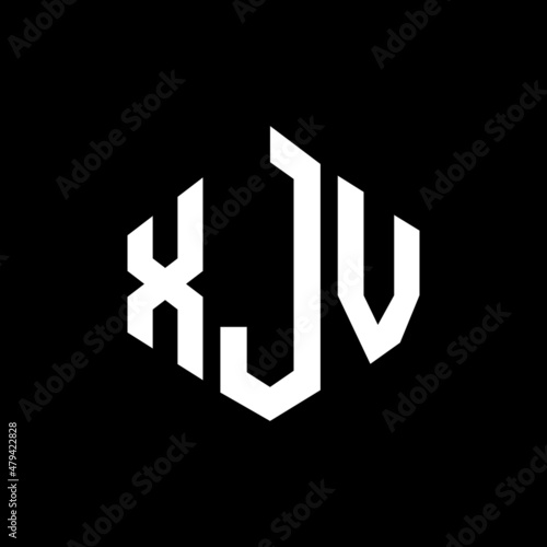 Fototapeta Naklejka Na Ścianę i Meble -  XJV letter logo design with polygon shape. XJV polygon and cube shape logo design. XJV hexagon vector logo template white and black colors. XJV monogram, business and real estate logo.