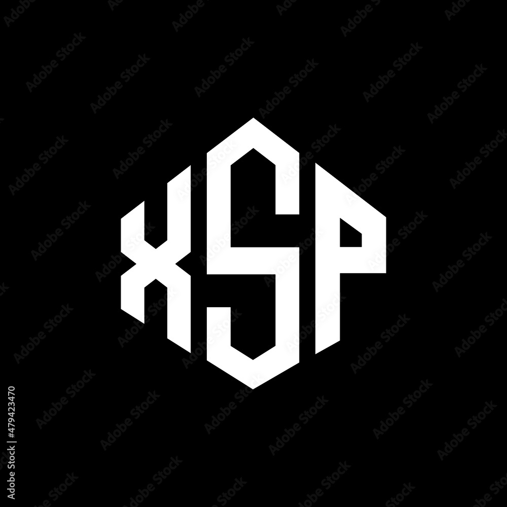 XSP letter logo design with polygon shape. XSP polygon and cube shape logo design. XSP hexagon vector logo template white and black colors. XSP monogram, business and real estate logo.