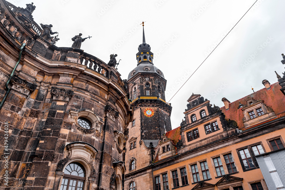 Fototapeta premium Exterior view of the Residenzschloss in the old town of Dresden, Germany