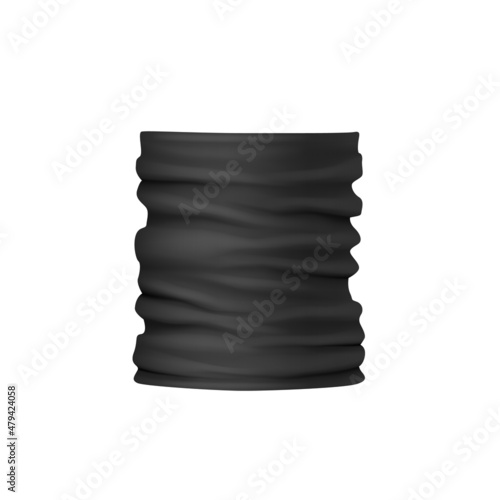 Bandana face buff model for male winter garment. Black neck wear male accessory element
