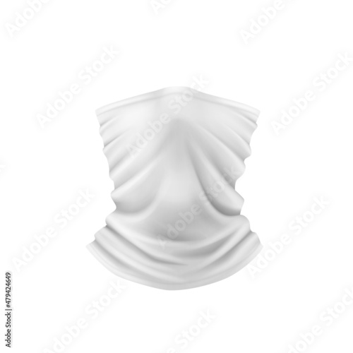 White bandana wear for neck or scarf, face buff shawl. Unisex head mask or headband