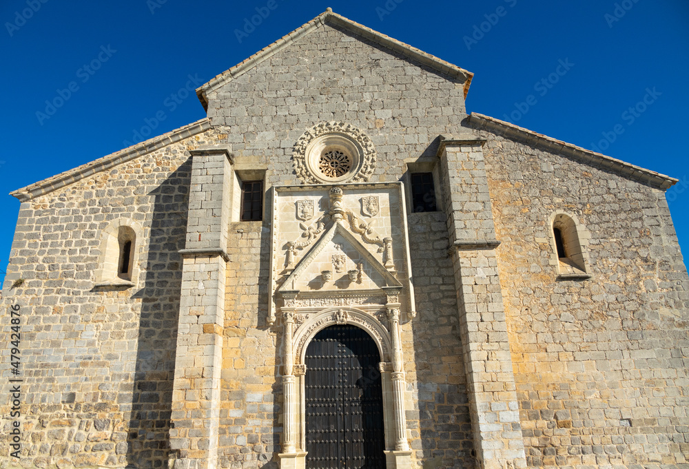 View of the Santa Maria la Mayor church in Alcaudete (Spain) on a sunny winter morning