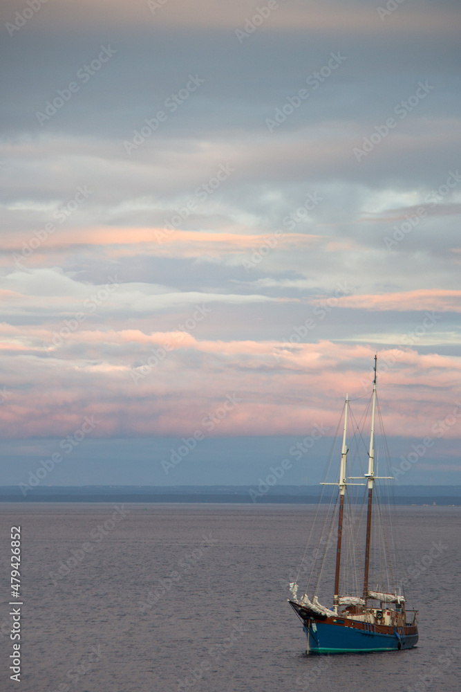 sailboat at sunset