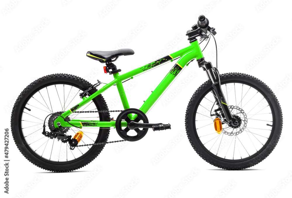 Sport green mountain bicycle bike isolated on white background.