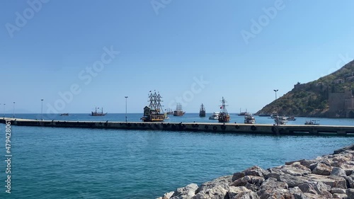 Beautiful view of the seascape with ships