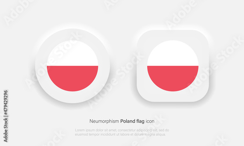Poland flag icon in trendy neumorphism style. Poland flag buttons. Vector EPS 10