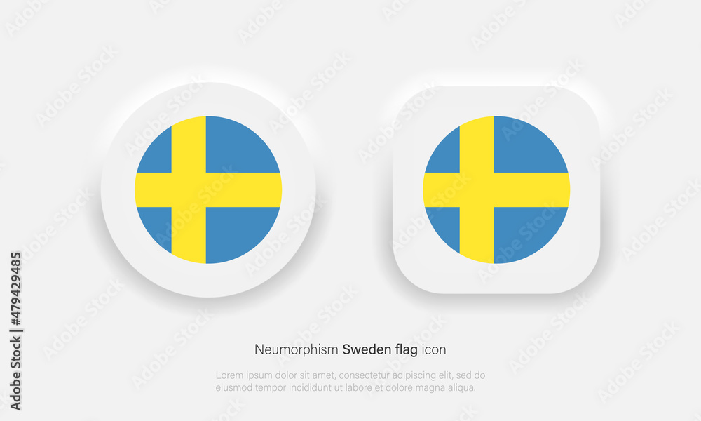 Sweden flag icon, Round sweden flag icon in trendy neumorphism design. Vector EPS 10 Sweden flag icon, Round sweden flag icon in trendy neumorphism design. Vector EPS 10