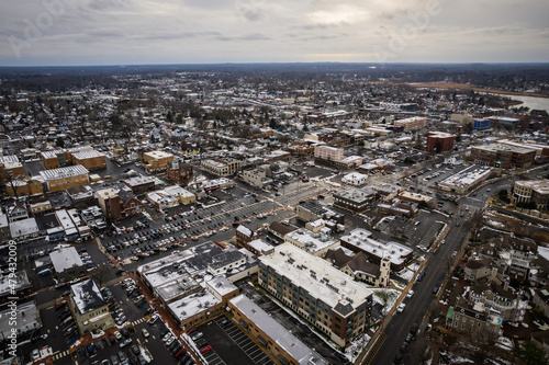 Fototapeta Naklejka Na Ścianę i Meble -  Aerial Drone of Snow in Red Bank New Jersey 
