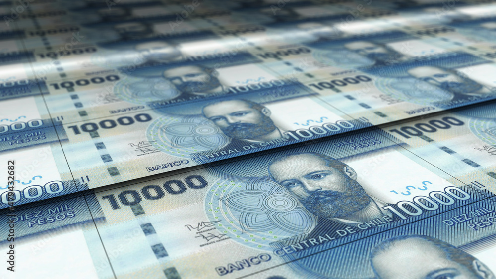 Fototapeta premium Chile Peso note money printing concept 3d illustration